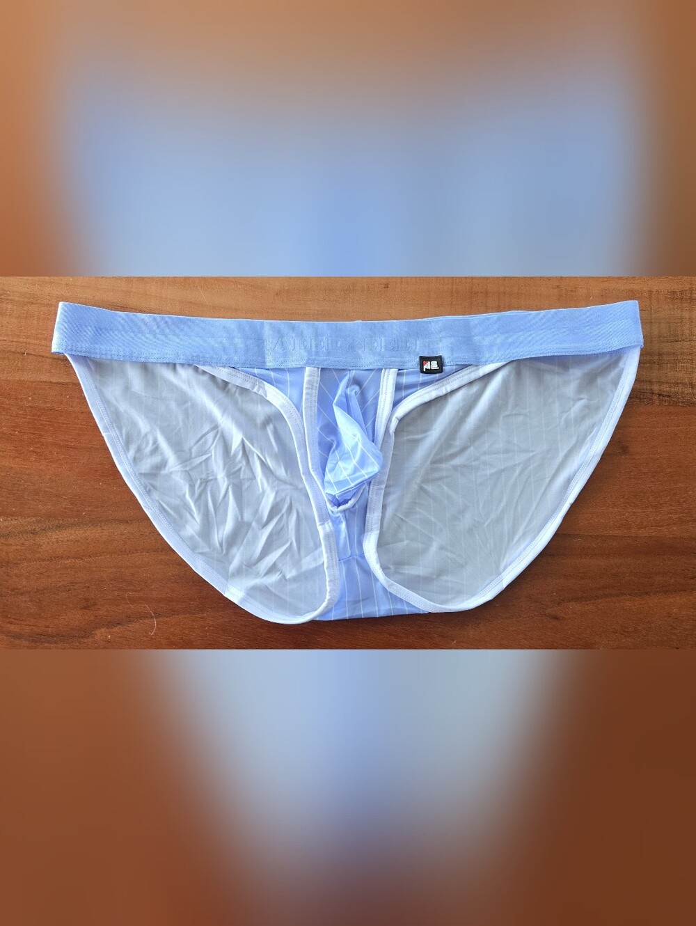 Light Blue Pinstripe Men’s Briefs with Supportive Pouch